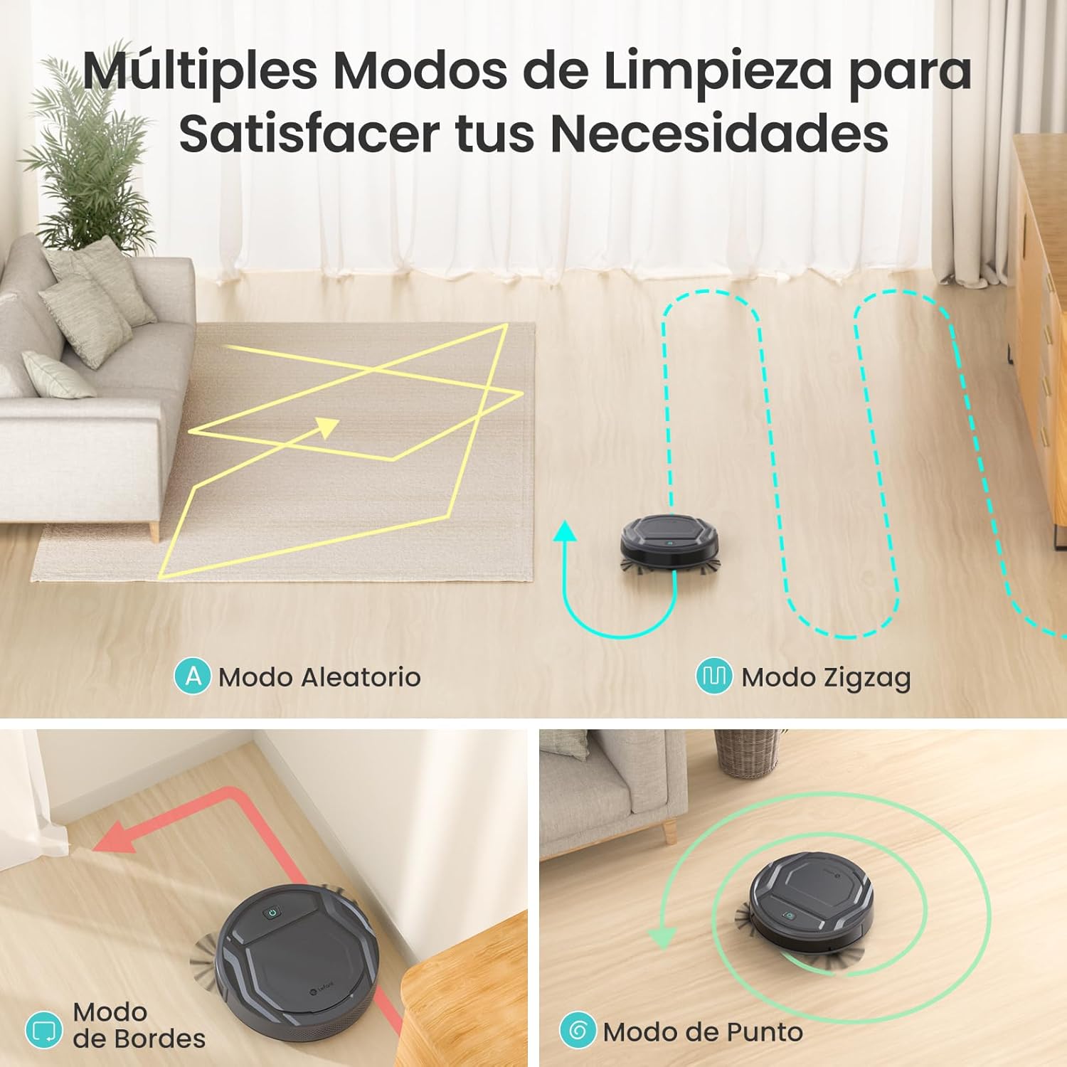 Robot Aspirador LEFANT M210 Pro 2200Pa, 120 Minutos de Autonomía, WiFi/App/Alexa, Sensor Mejorado Anti-Colisión y Anti-Caída, Navegación Inteligente, Delgado y Silencioso, 6 Modos de Limpieza