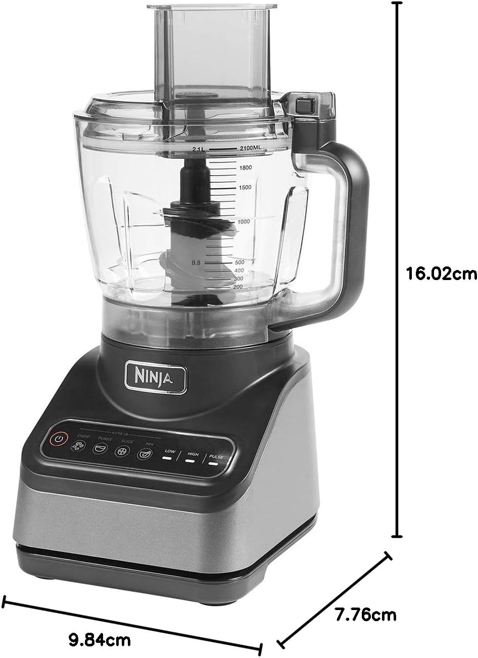 Ninja BN750EU Licuadora 2-en-1 – 1200 W, 3 Programas Automáticos, 4 Configuraciones Manuales, Tecnología Auto-iQ, Jarra de 2.1 L y Vaso de 700 ml, Piezas Aptas para Lavavajillas – Negro/Plata