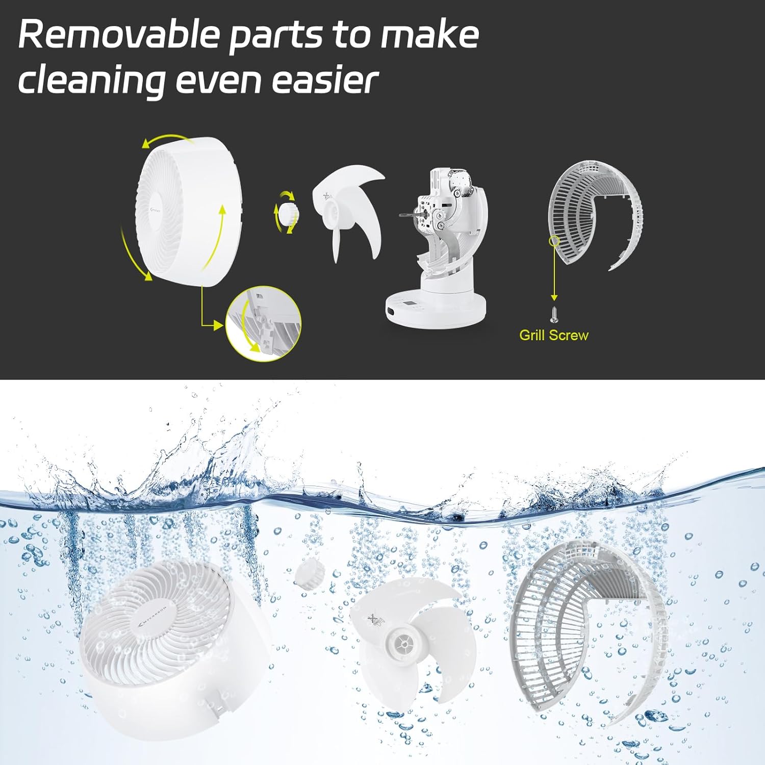 MYCARBON Ventilador de Mesa Turbo Silencioso 20dB, Motor DC Potente, Oscilación de 30°-60°-90°, 11 Velocidades, Temporizador 12h y Encendido Programado, con Control Remoto