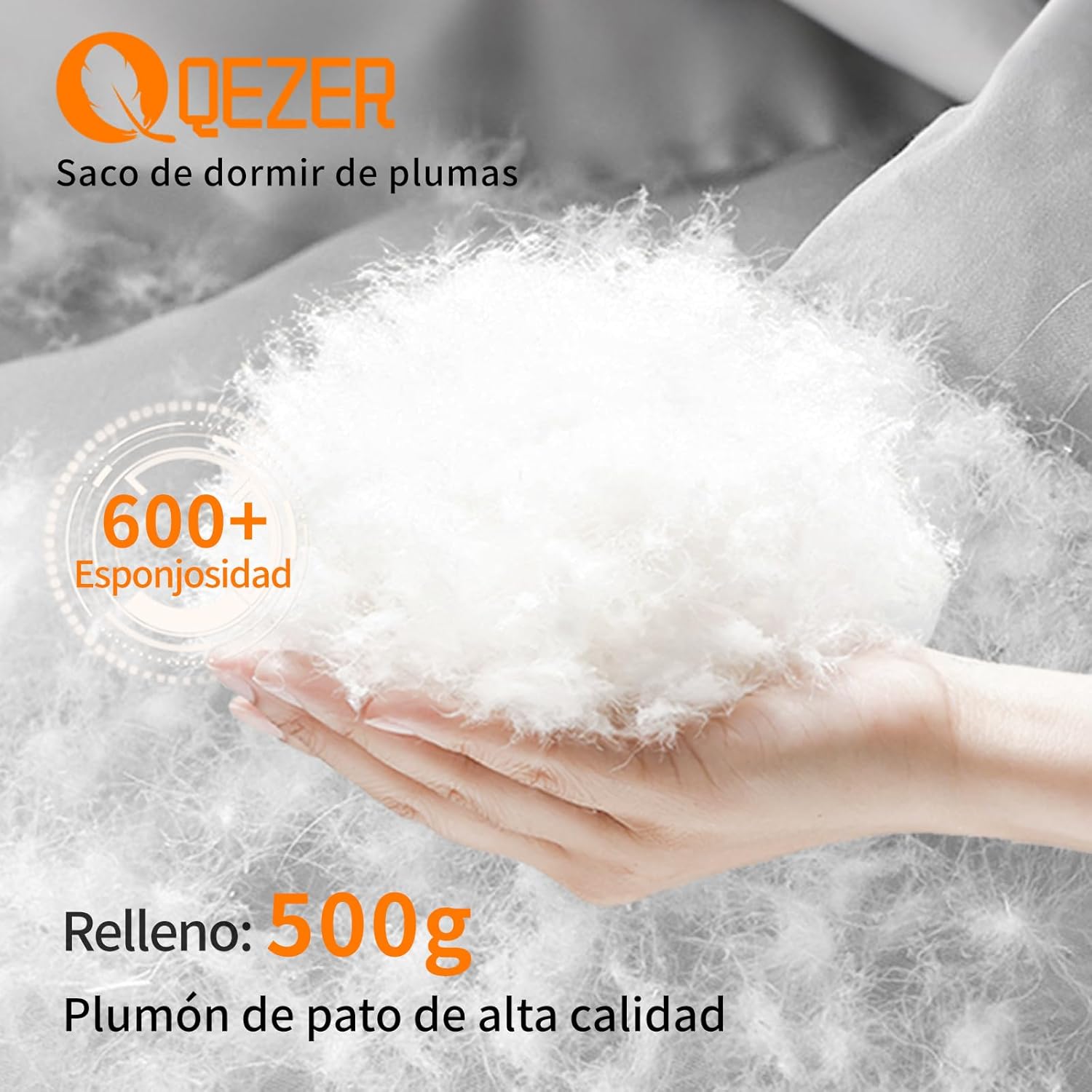 QEZER Saco de Dormir Plumón 220 cm x 80 cm 8 ~ -3 ℃ Saco de Dormir 4 Estaciones Ultraligero Adultos y Niños,Sleeping Bag para Camping y Senderismo