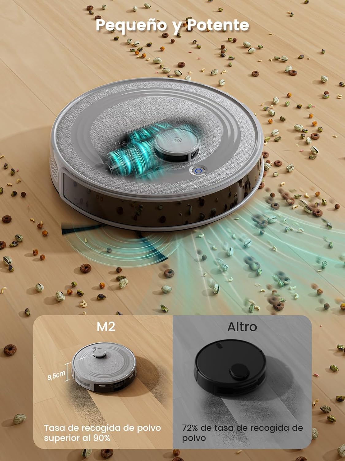 Robot Aspirador LEFANT M210 Pro 2200Pa, 120 Minutos de Autonomía, WiFi/App/Alexa, Sensor Mejorado Anti-Colisión y Anti-Caída, Navegación Inteligente, Delgado y Silencioso, 6 Modos de Limpieza