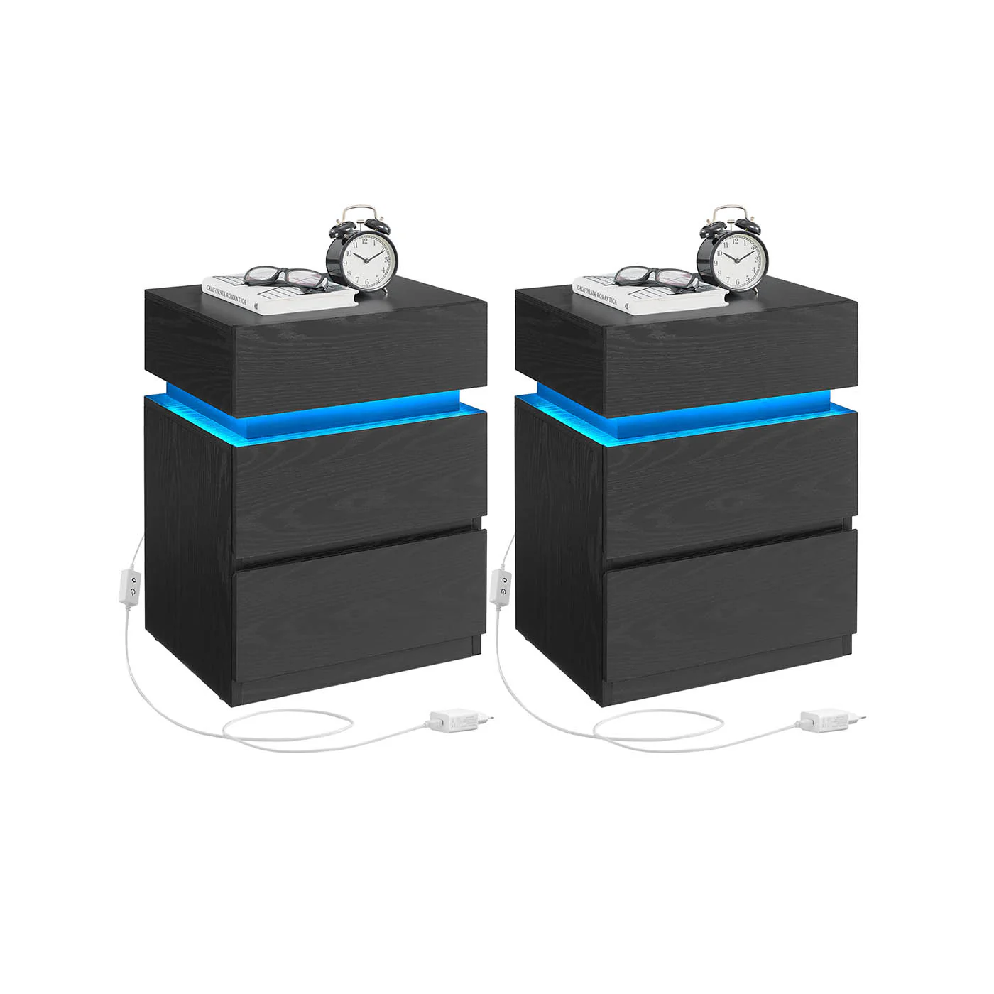 Mesita de Noche con Tira de Luz LED Multicolor Variable