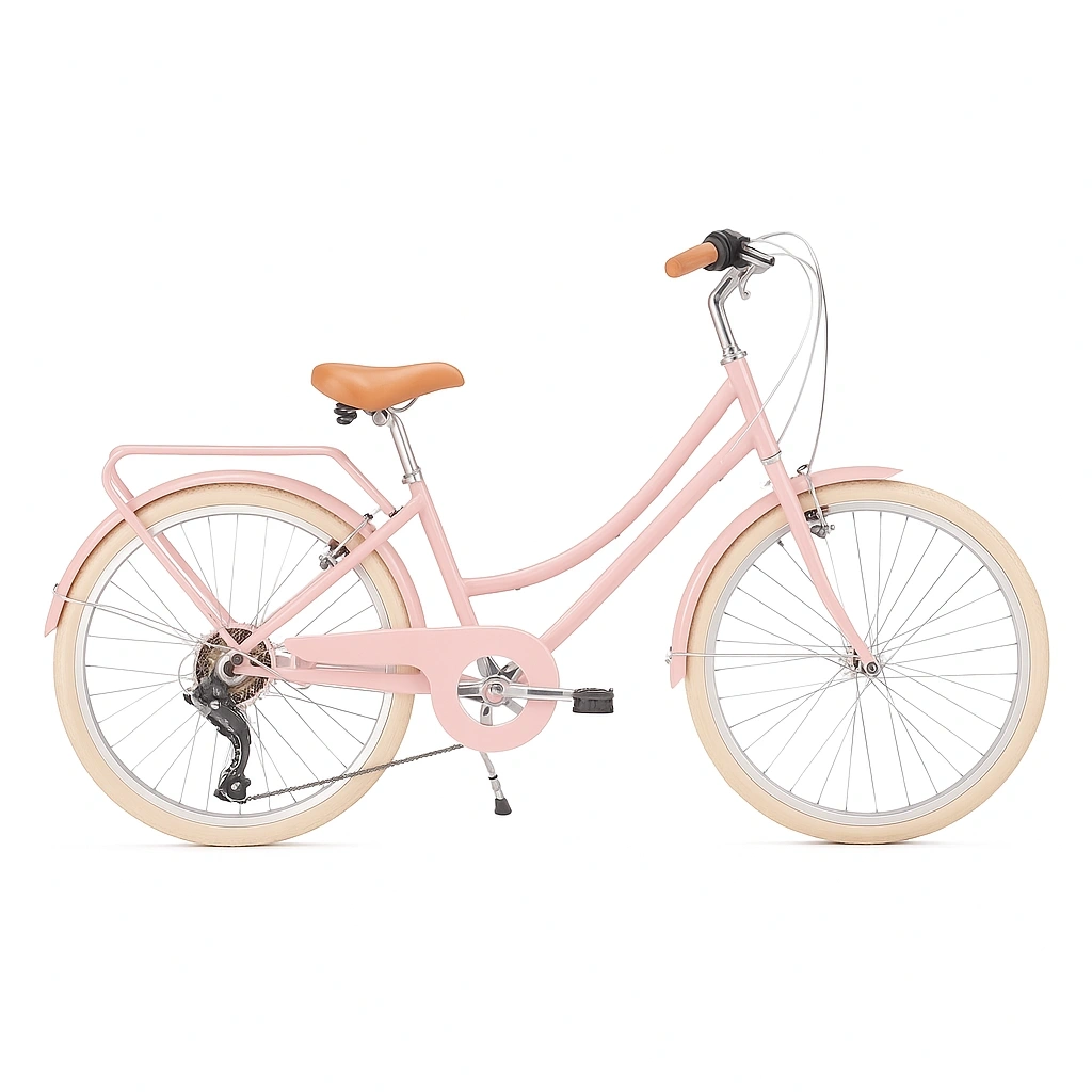 Bicicleta urbana de acero rosa - jFkQYZER89qF