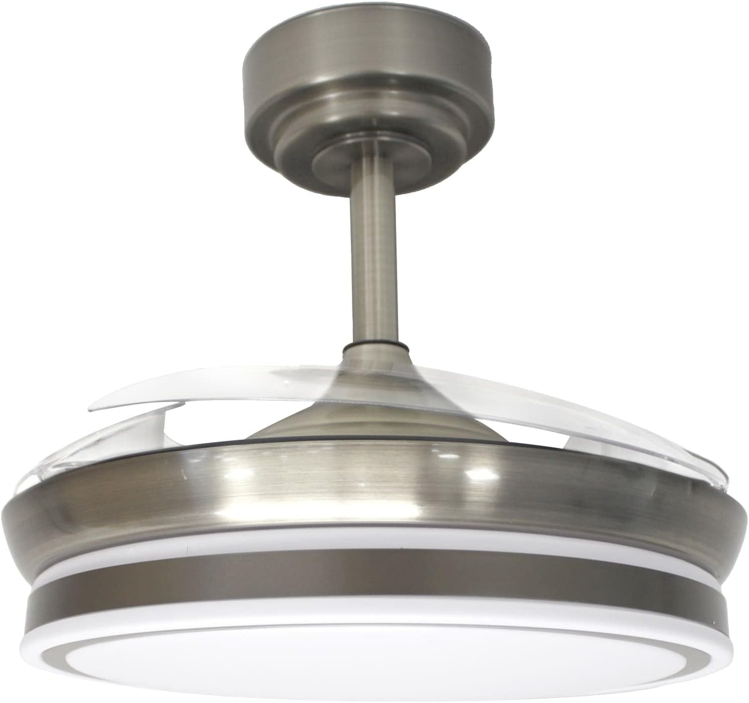 wonderlamp – Ventilador de Techo con Luz LED Pearl Mini, Aspas Retráctiles, Motor DC Muy Silencioso, 3 Temperaturas de Color Regulables, 46W, Blanco