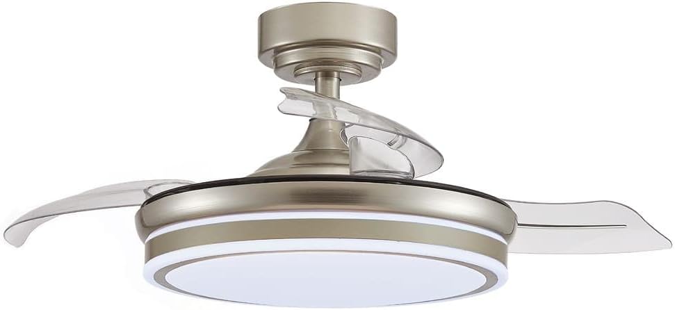 wonderlamp – Ventilador de Techo con Luz LED Pearl Mini, Aspas Retráctiles, Motor DC Muy Silencioso, 3 Temperaturas de Color Regulables, 46W, Blanco