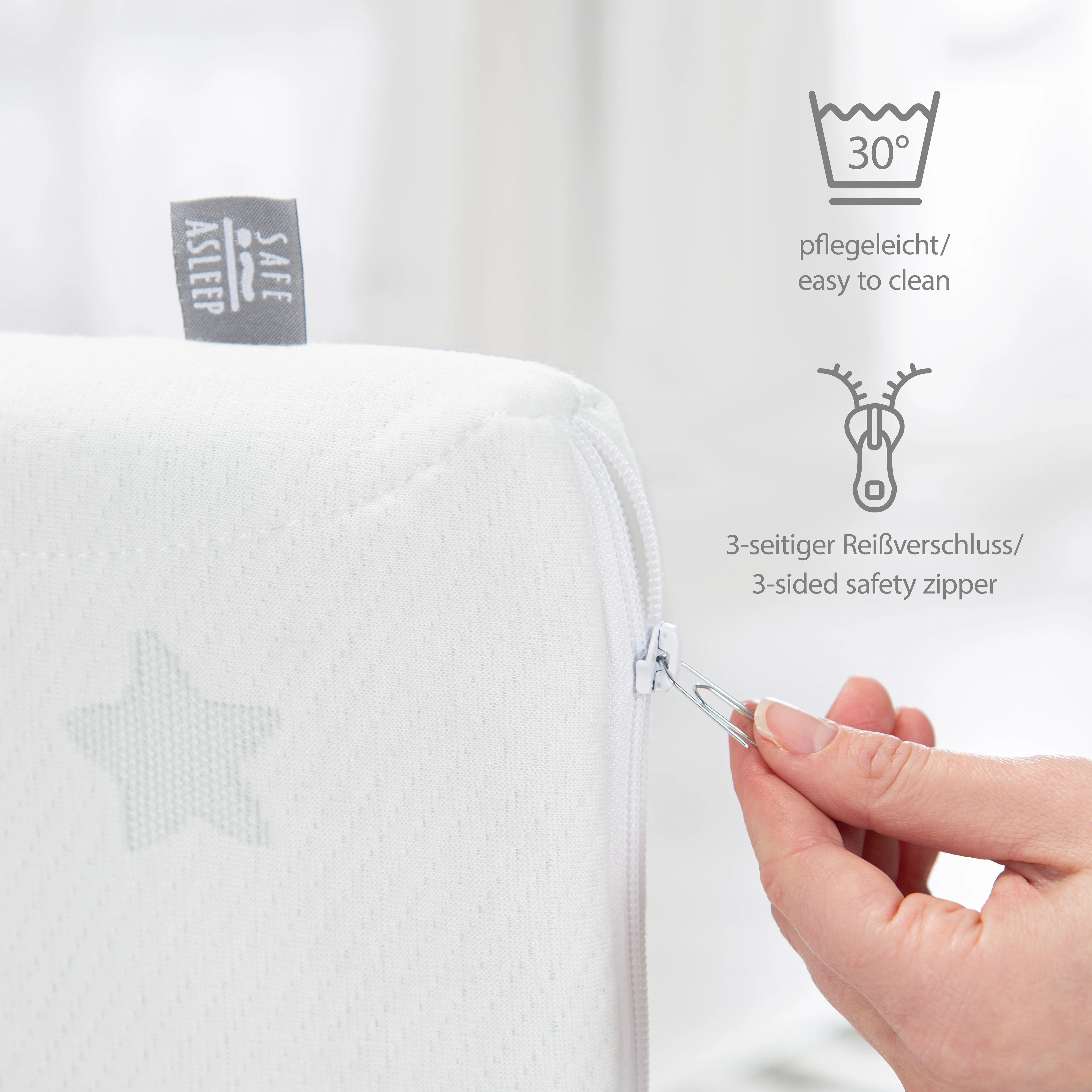 Colchón para bebés y niños COMFORT AIR ROLL safe asleep® con funda de jacquard