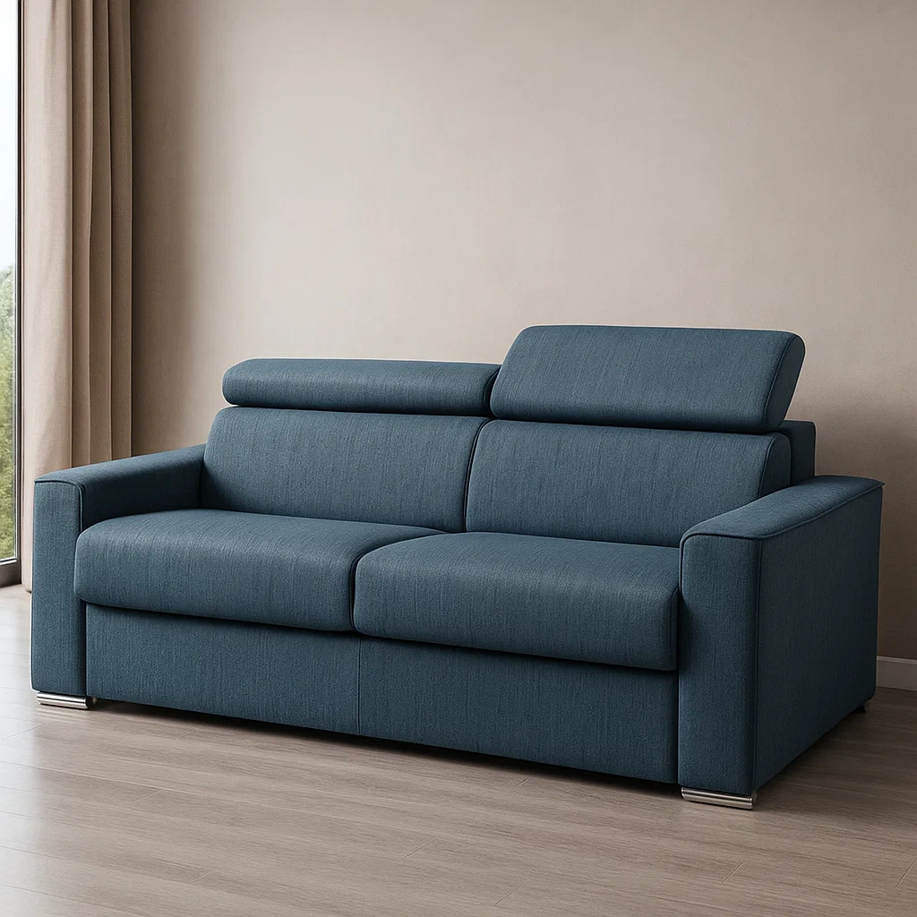 Sofás y Sillones - Sofá cama convertible de 4 plazas azul de poliéster para salón - 216×223×97 cm - uHgyS50W35Ax