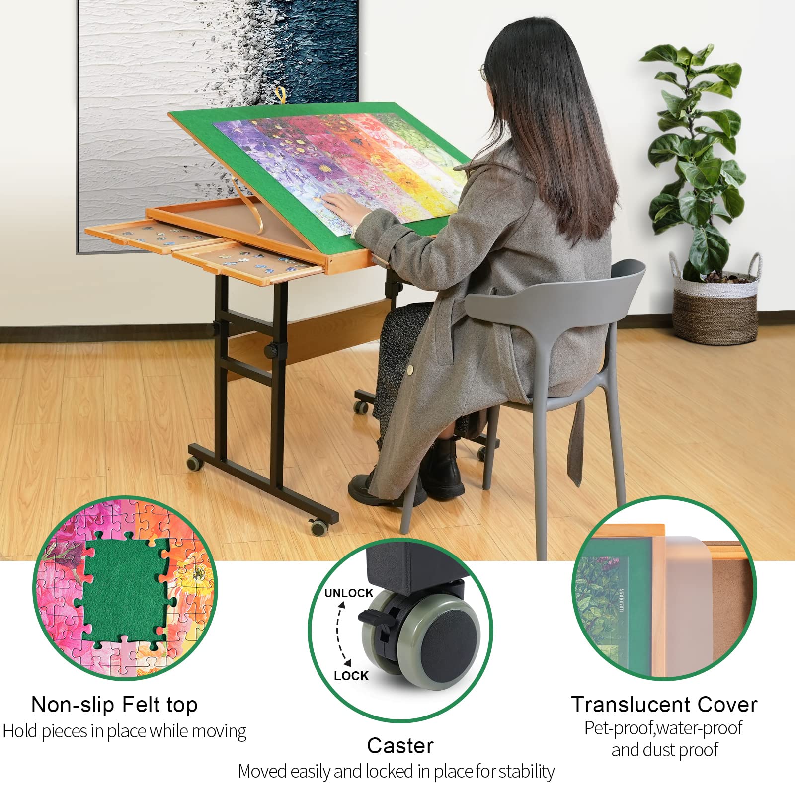 2025 ALL4JIG Mesa Ajustable Portátil con 3 Ángulos Inclinados y Cajones
