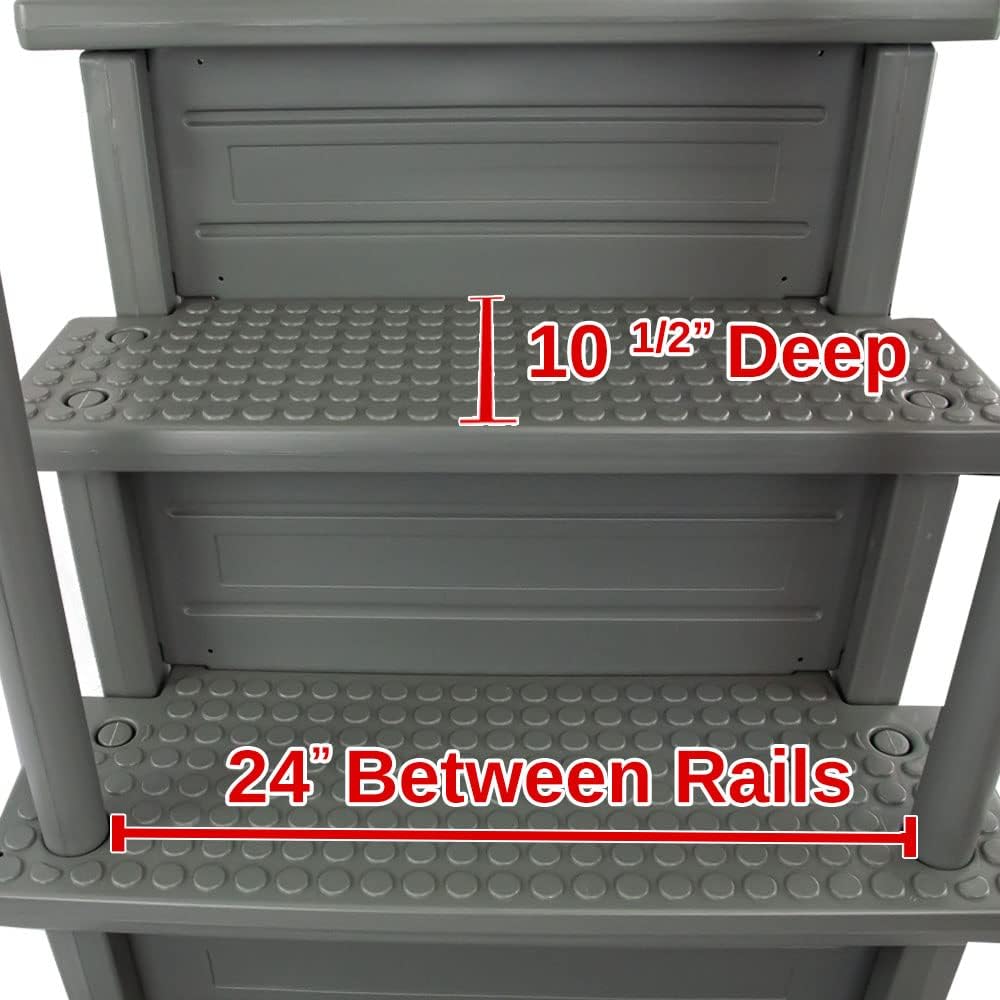 Escalones antideslizantes Aqua Select para piscinas elevadas | Azul | Para piscinas sobre tierra | Se pueden montar en terrazas de 48
