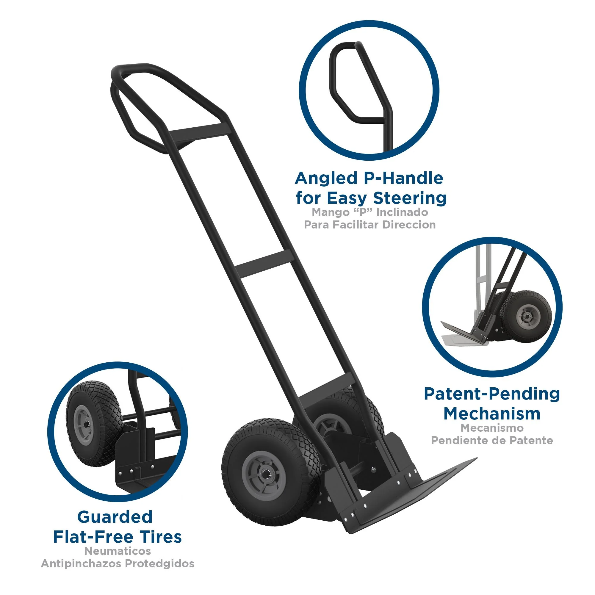 2025 Carretilla manual COSCO Load Assist con mango en P y ruedas antipinchazos, capacidad de carga 360 kg