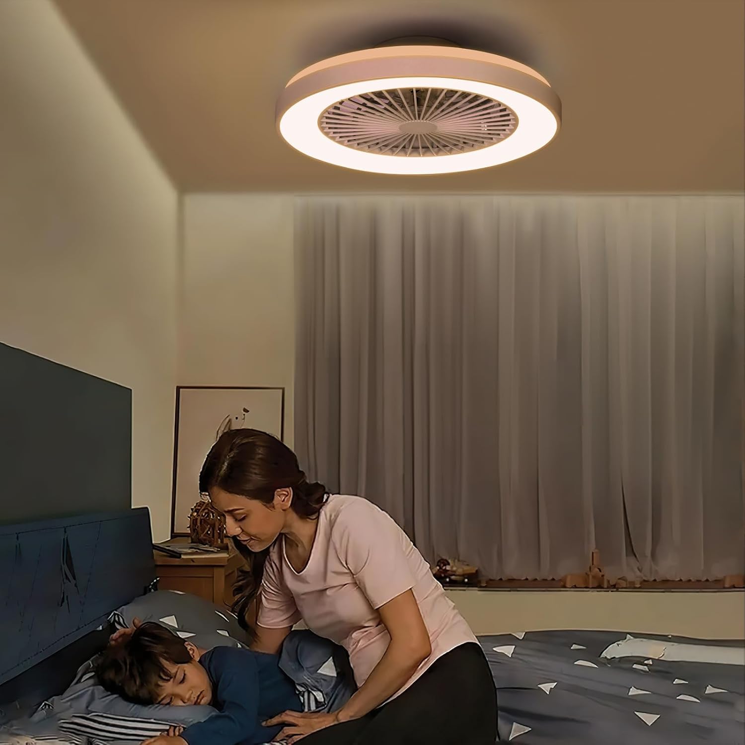 Ventilador de Techo Blanco activeallbrite, Motor DC 20W, Velocidad del Viento Ajustable con Control Remoto, Adecuado para Dormitorio y Habitación Infantil