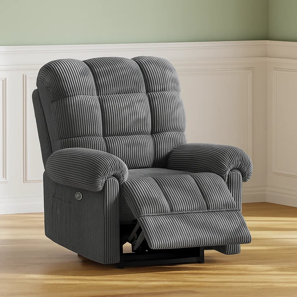 Sillón escandinavo reclinable eléctrico gris de terciopelo para salón 96×97×104 cm - ut02u8DCU3Uc
