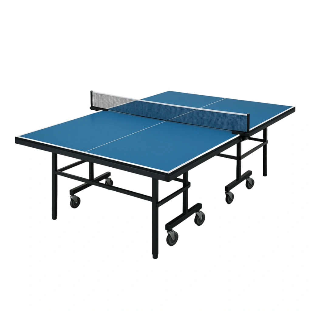 Mesa de ping pong con estructura metálica, azul, material resistente, para interiores/exteriores 274x152.5x76 cm