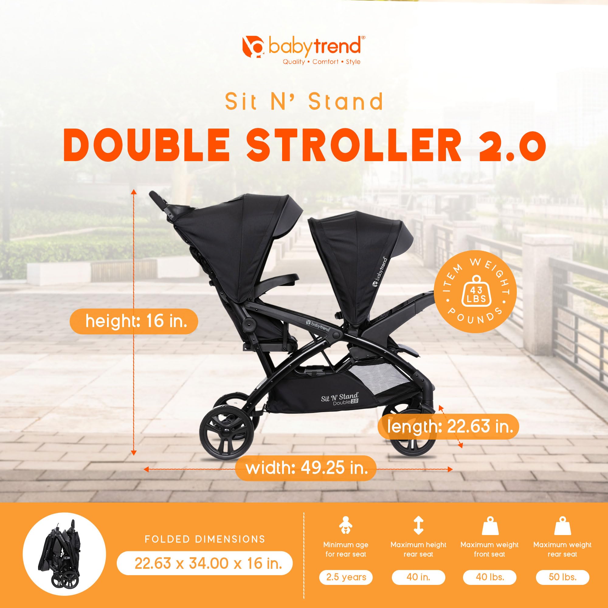 2025 Silla de Paseo Baby Trend con Compartimento para Arnés