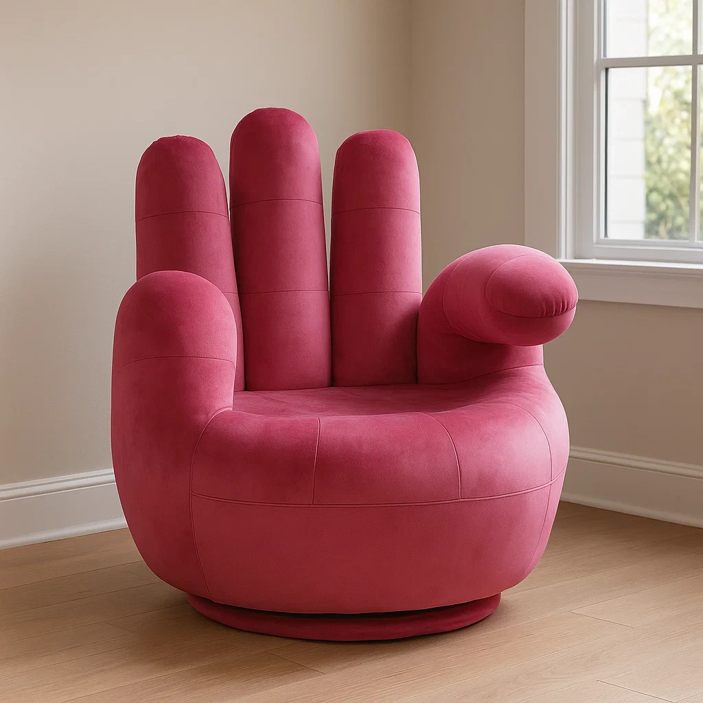 Sillón en forma de mano - Giratorio - Fucsia - Terciopelo - Salón o lectura - 92×88×99 cm - 9efGnHhxVV7H
