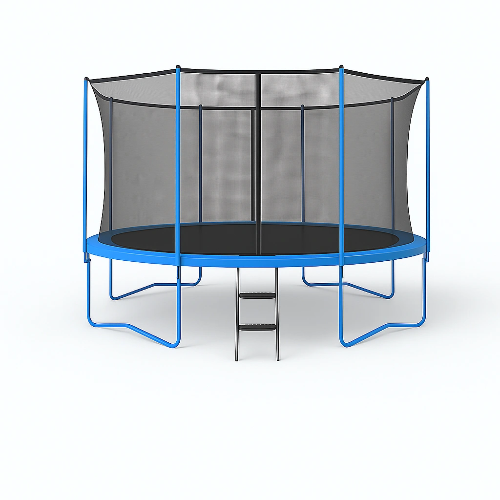 Trampolín Redondo Azul, Acero, Ideal para Exteriores 350x350x250 cm