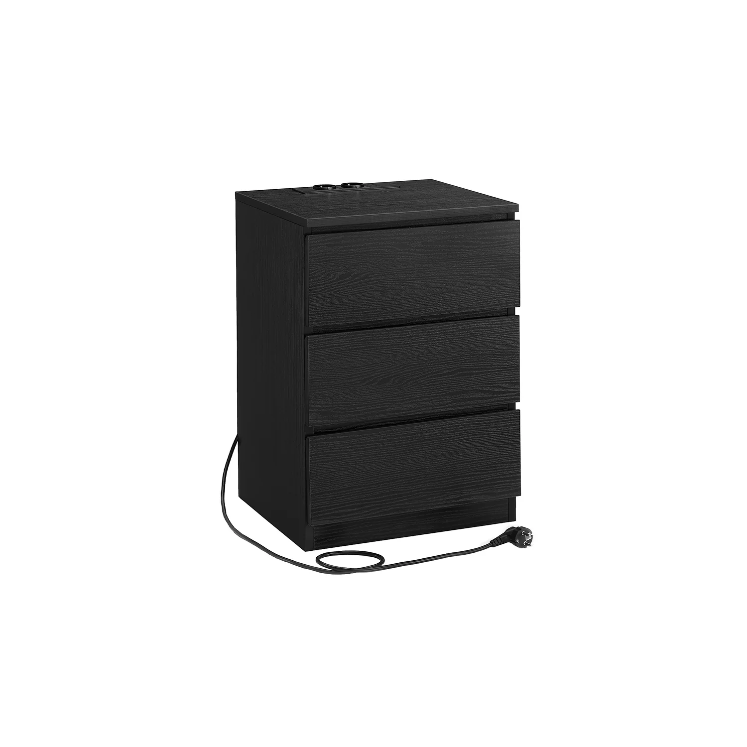 Mesita de Noche con Estación de Carga con Cajones Puertos USB