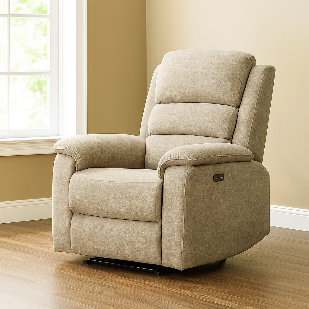 Sillón relax eléctrico 1 plaza topo poliéster para salón 86×95×103 cm - ySsWVTJbCIoX