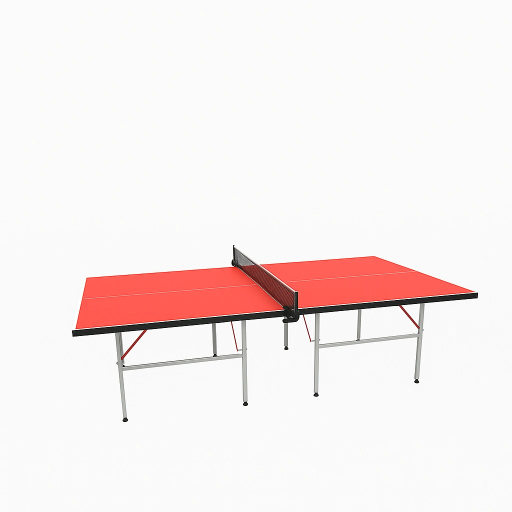 Mesa de ping pong roja, fabricada en acero y MDF, apta para uso interior y exterior, dimensiones 274x152.5x76 cm