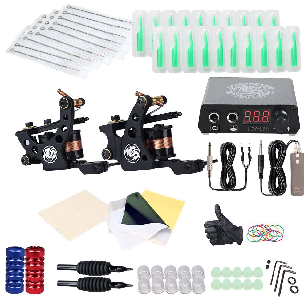 Kit de Tatuaje Completo Dragonhawk con 2 Máquinas y Fuente de Alimentación