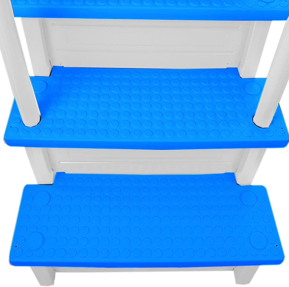 Escalones antideslizantes Aqua Select para piscinas elevadas | Azul | Para piscinas sobre tierra | Se pueden montar en terrazas de 48