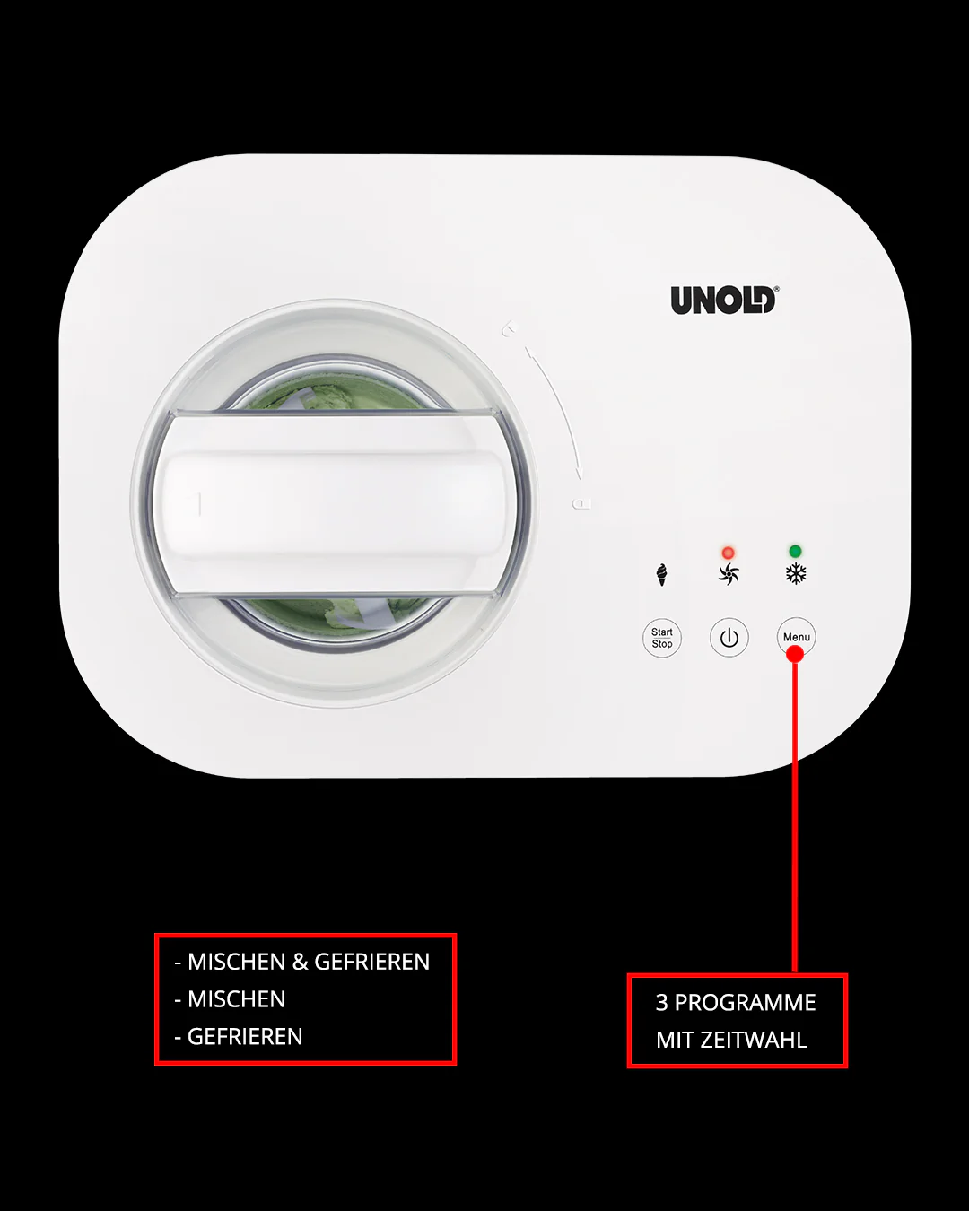 2025 Máquina de hielo – Capacidad 1 L, crea fácilmente helado cremoso en casa