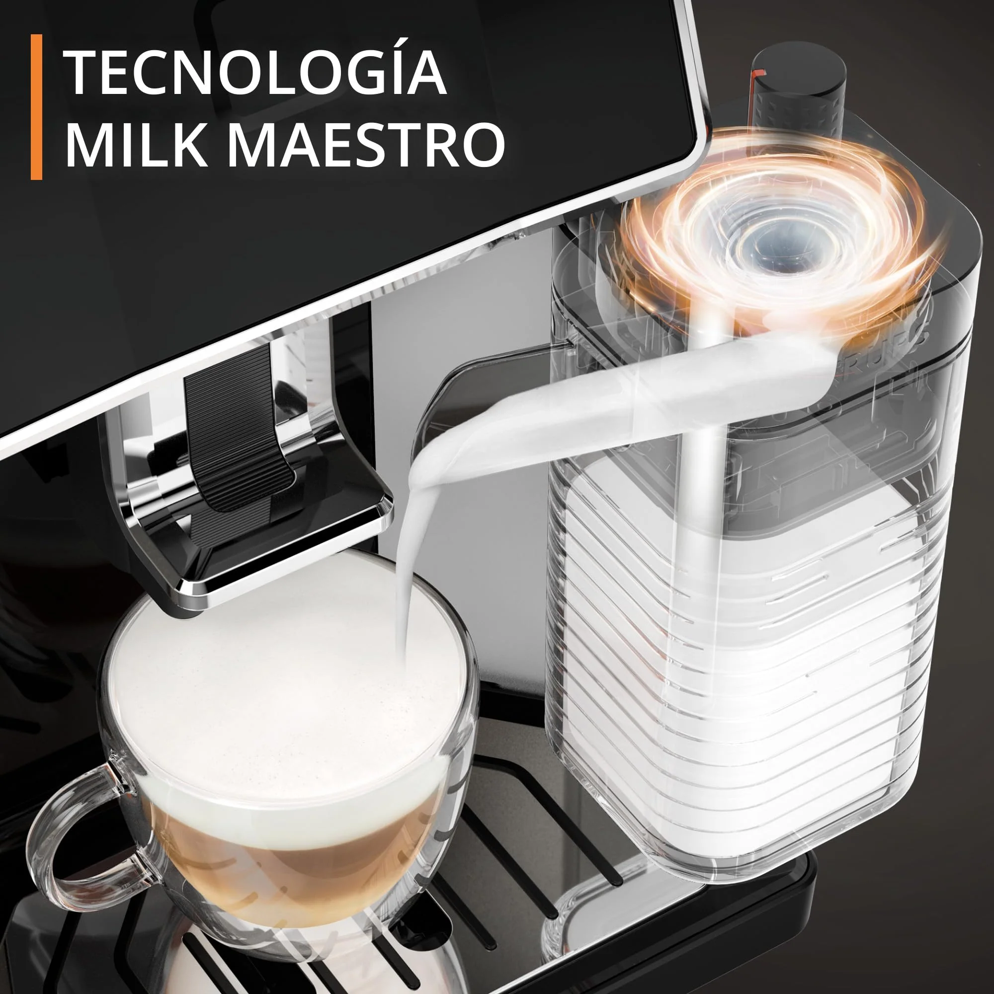 2025 Krups Essential - Cafetera súper automática, 15 Bares de presión, Molinillo cónico de Metal, con selección de cantidad e Intensidad de café, 1.7 l, 1 Cups, Acero, Pantalla LCD + Acc. Leche