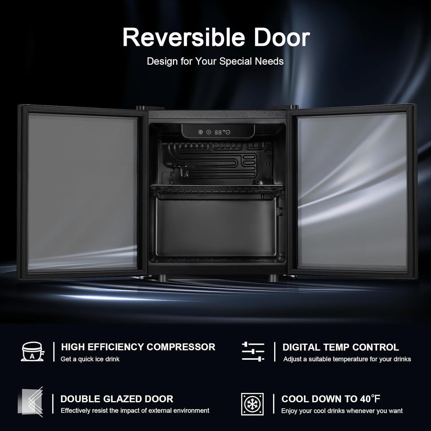 Antarctic Star Enfriador de Vino para 36 Botellas / Refrigerador de Bebidas, Mini Bodega, Refrigerador para Cerveza y Refrescos, Operación Silenciosa con Compresor, Temperatura Ajustable, Independiente, Color Negro, 4.4 pies cúbicos