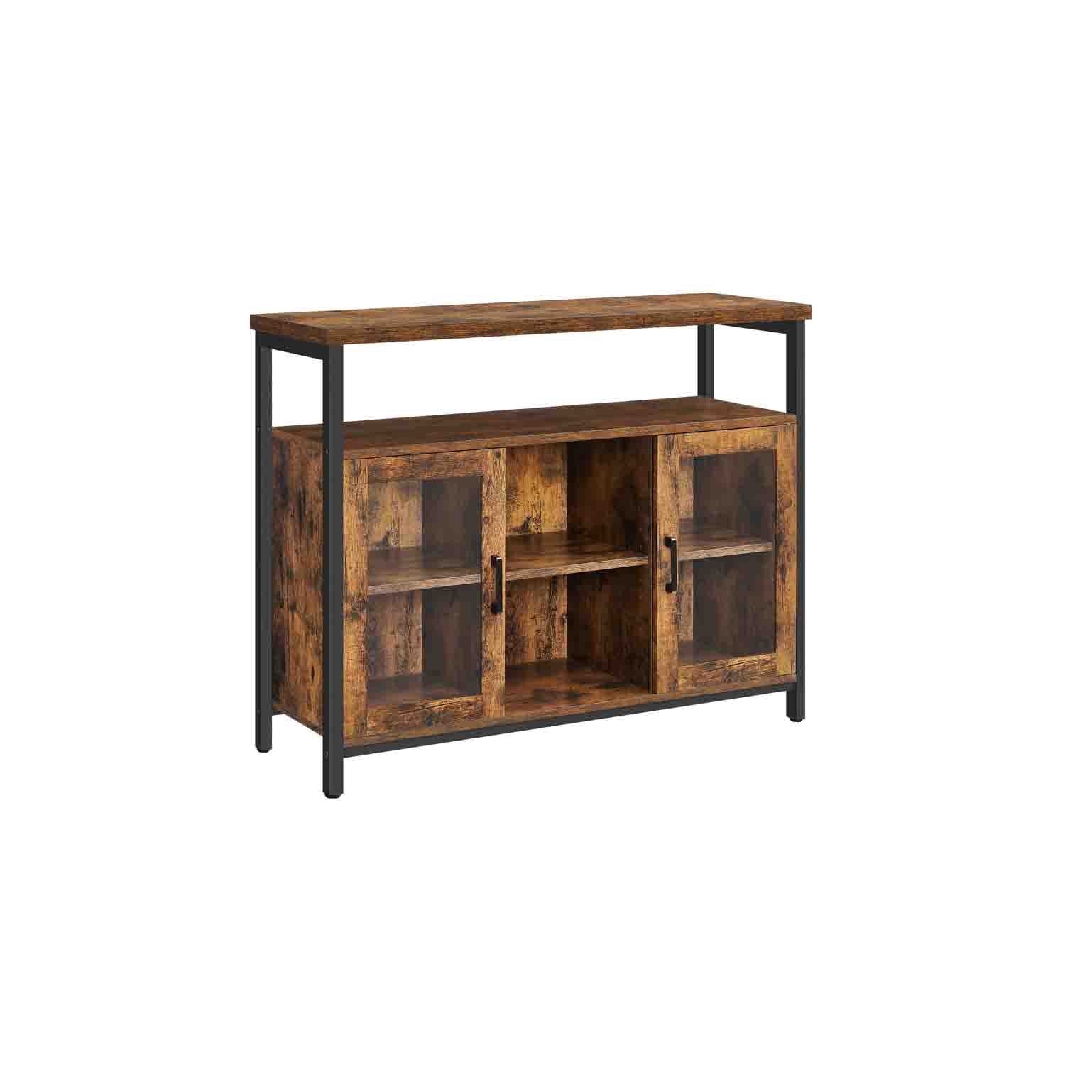 Aparador de 2 Puertas de Cristal Transparente Estilo Industrial