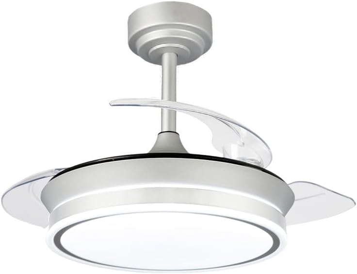 wonderlamp – Ventilador de Techo con Luz LED Pearl Mini, Aspas Retráctiles, Motor DC Muy Silencioso, 3 Temperaturas de Color Regulables, 46W, Blanco