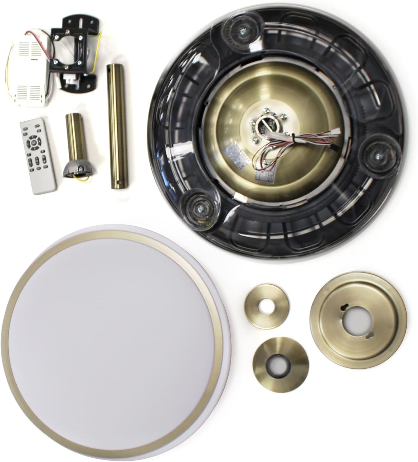 wonderlamp – Ventilador de Techo con Luz LED Pearl Mini, Aspas Retráctiles, Motor DC Muy Silencioso, 3 Temperaturas de Color Regulables, 46W, Blanco