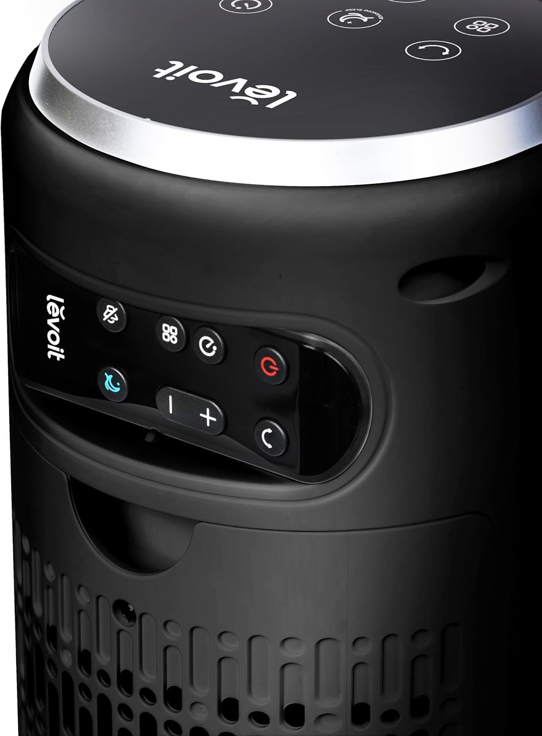 Ventilador de Torre LEVOIT 20dB con Control Remoto, 7.9 m/s con Motor DC, Ventilador Silencioso de 26W con Modo Sueño, 4 Modos y 12 Velocidades, Temporizador de 12H, Pantalla LED, Oscilación de 90°, Blanco