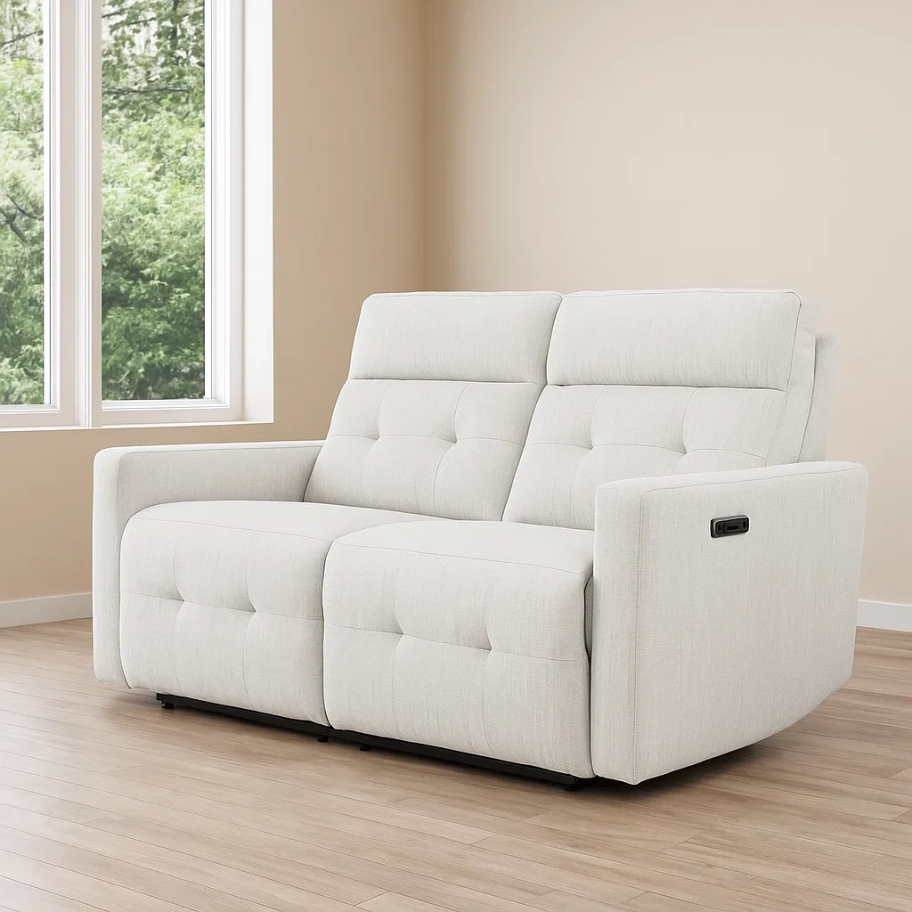 Sofá de 2 plazas,blanco,poliéster y madera,apto para salón,184x100x104cm