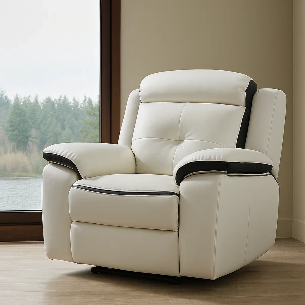 Sillón relax 1 plaza blanco piel de becerro interior 106×97×92 cm - YDvxsJyJ0VMH