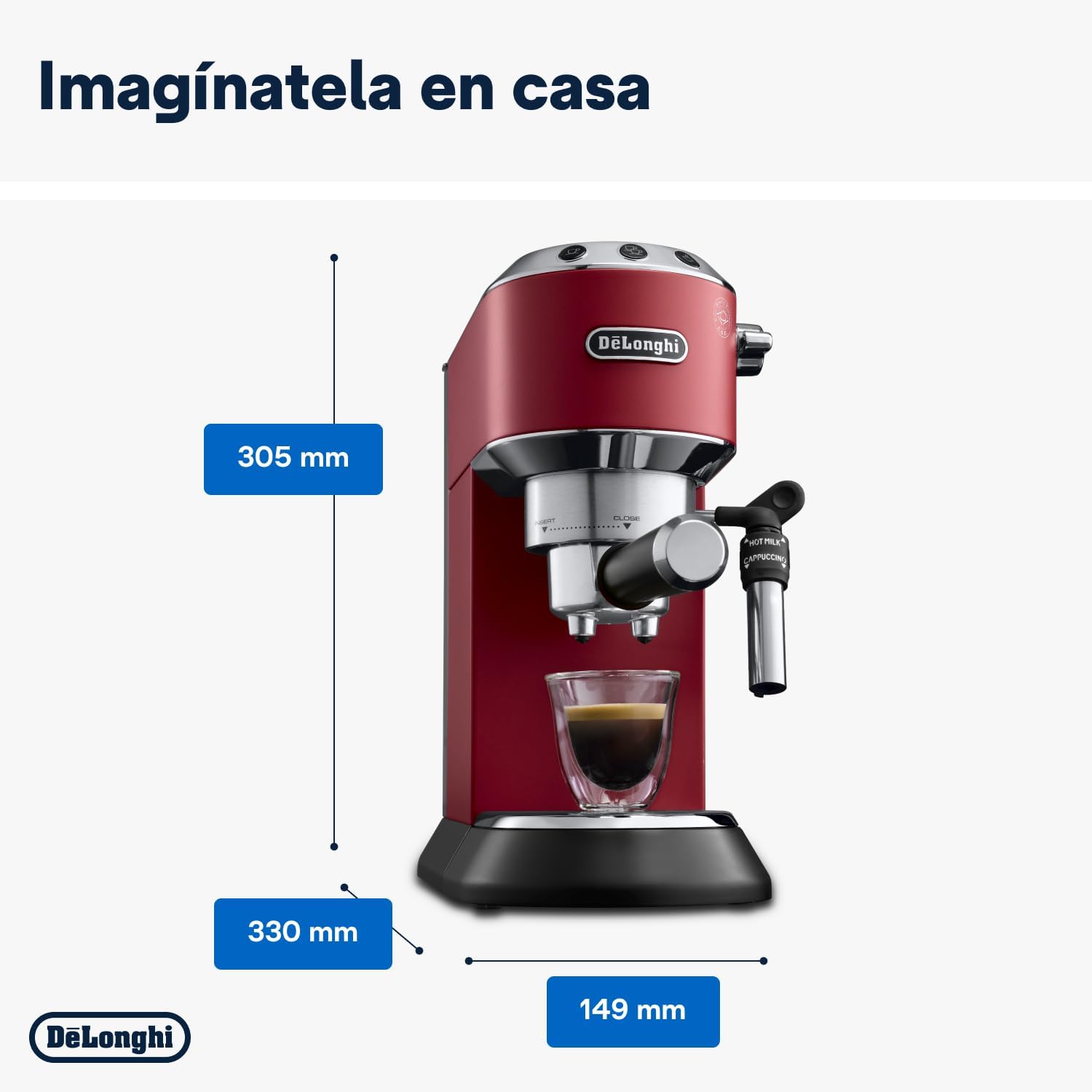 De'Longhi Dedica – Cafetera de Bomba de Acero Inoxidable para Café Molido o Monodosis, Espresso y Capuchino, Depósito de 1.3 Litros, Sistema Antigoteo, Modelo EC685.M, Color Metal