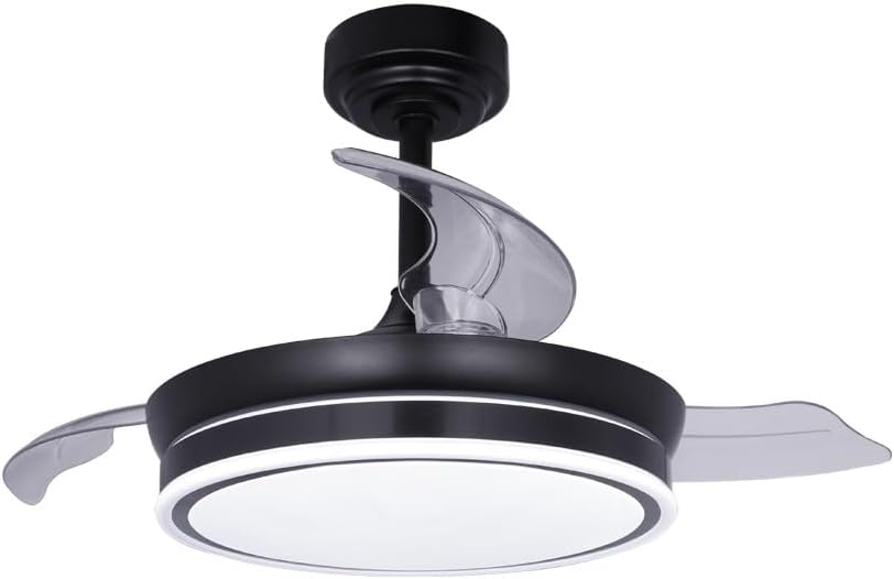wonderlamp – Ventilador de Techo con Luz LED Pearl Mini, Aspas Retráctiles, Motor DC Muy Silencioso, 3 Temperaturas de Color Regulables, 46W, Blanco