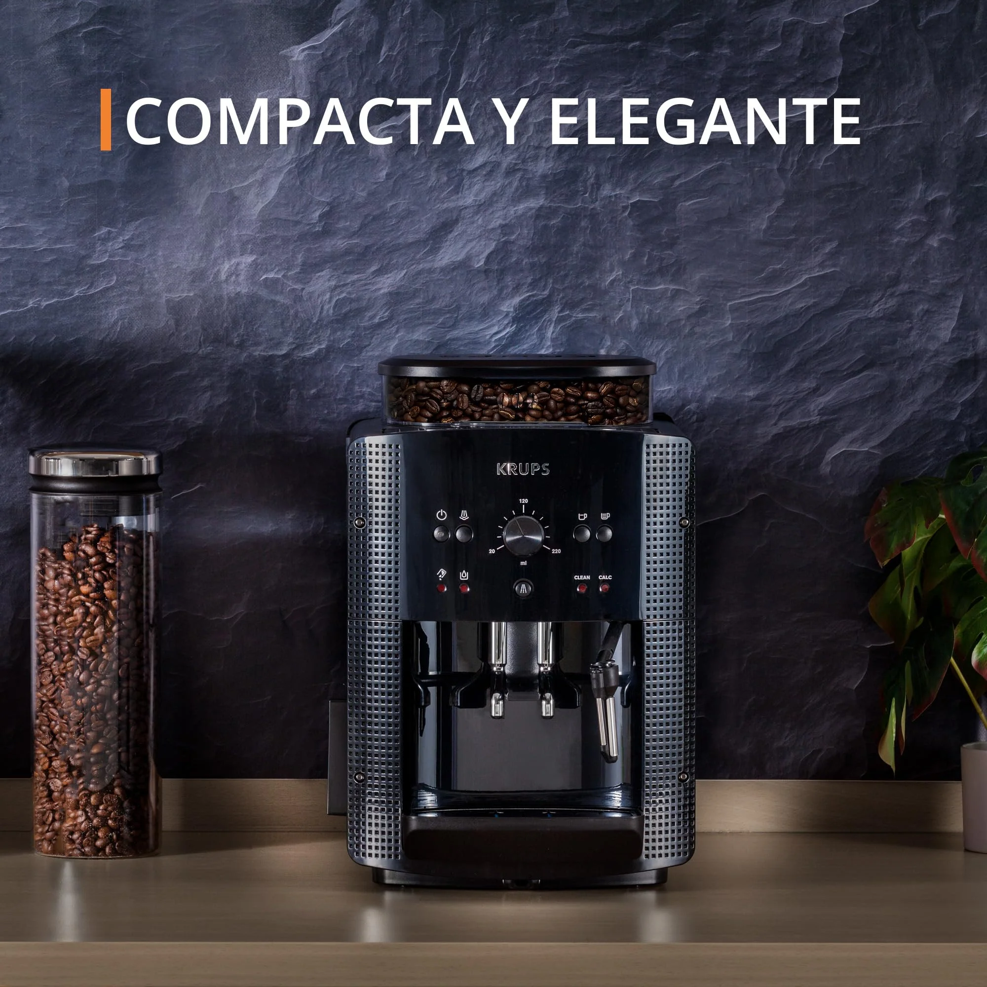 2025 Krups Essential - Cafetera súper automática, 15 Bares de presión, Molinillo cónico de Metal, con selección de cantidad e Intensidad de café, 1.7 l, 1 Cups, Acero, Pantalla LCD + Acc. Leche