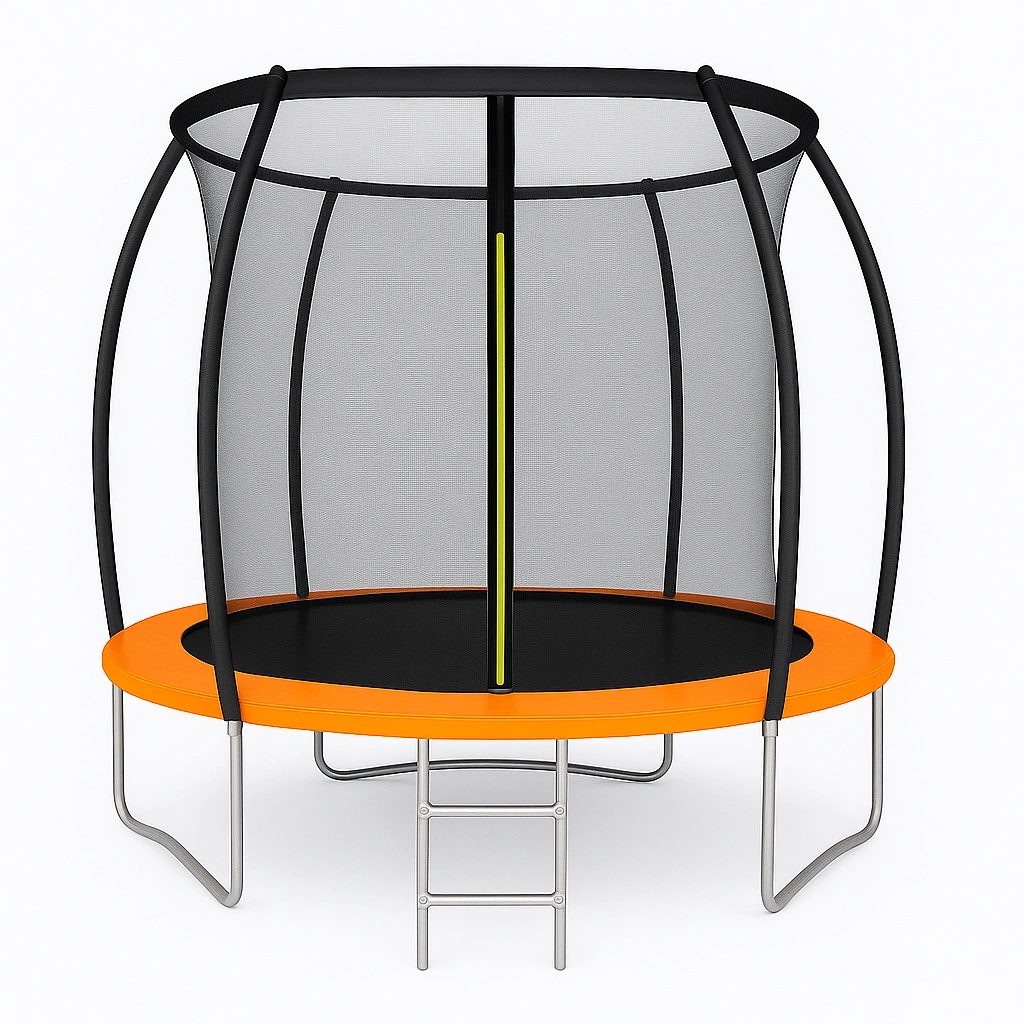 Trampolín redondo infantil exterior naranja acero jardín 3.6m x 3.6m x 2.6m
