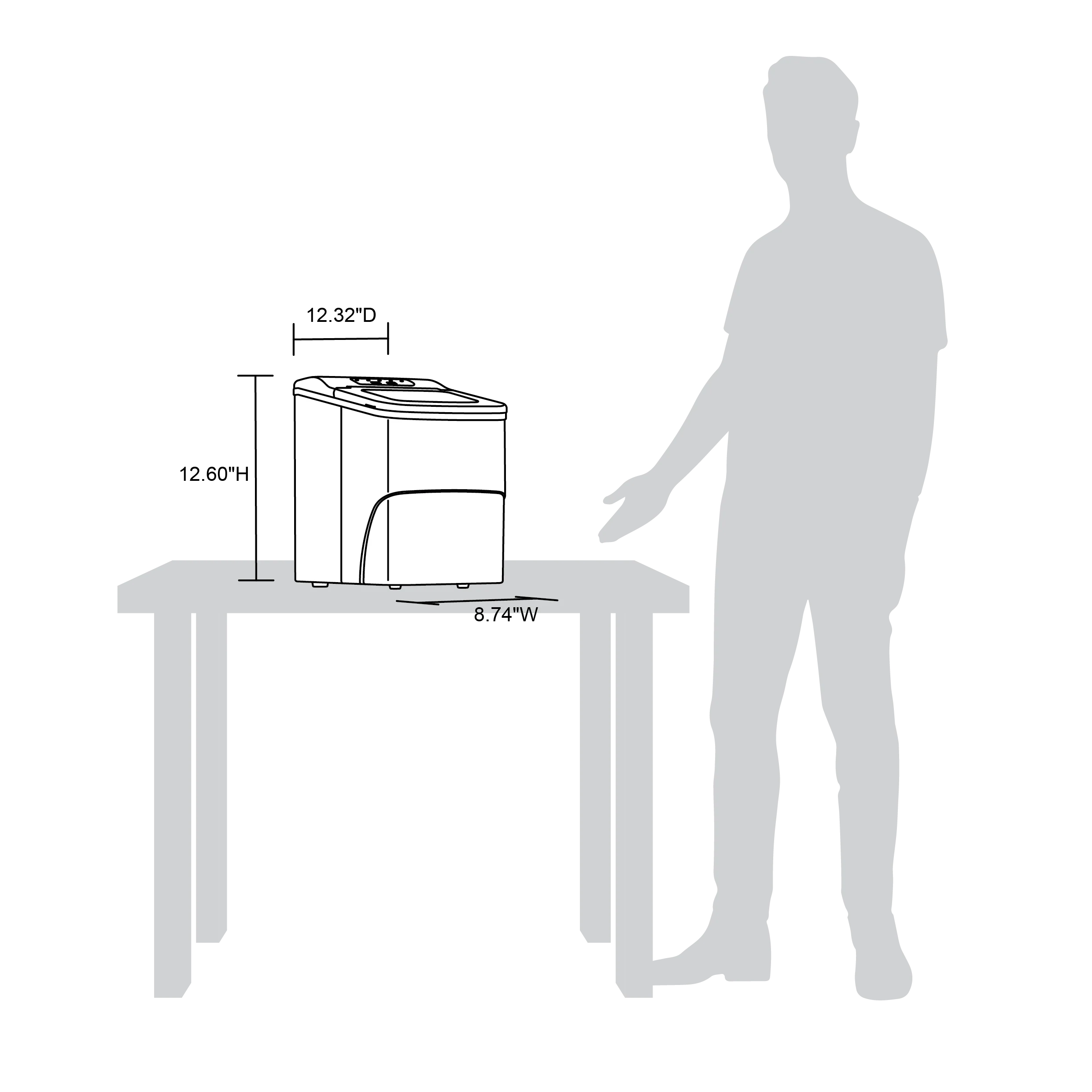 2025 Máquina de Hielo de Encimera Newair® – Cubitos en Forma de Bala, 12 kg/día – Negro Mate