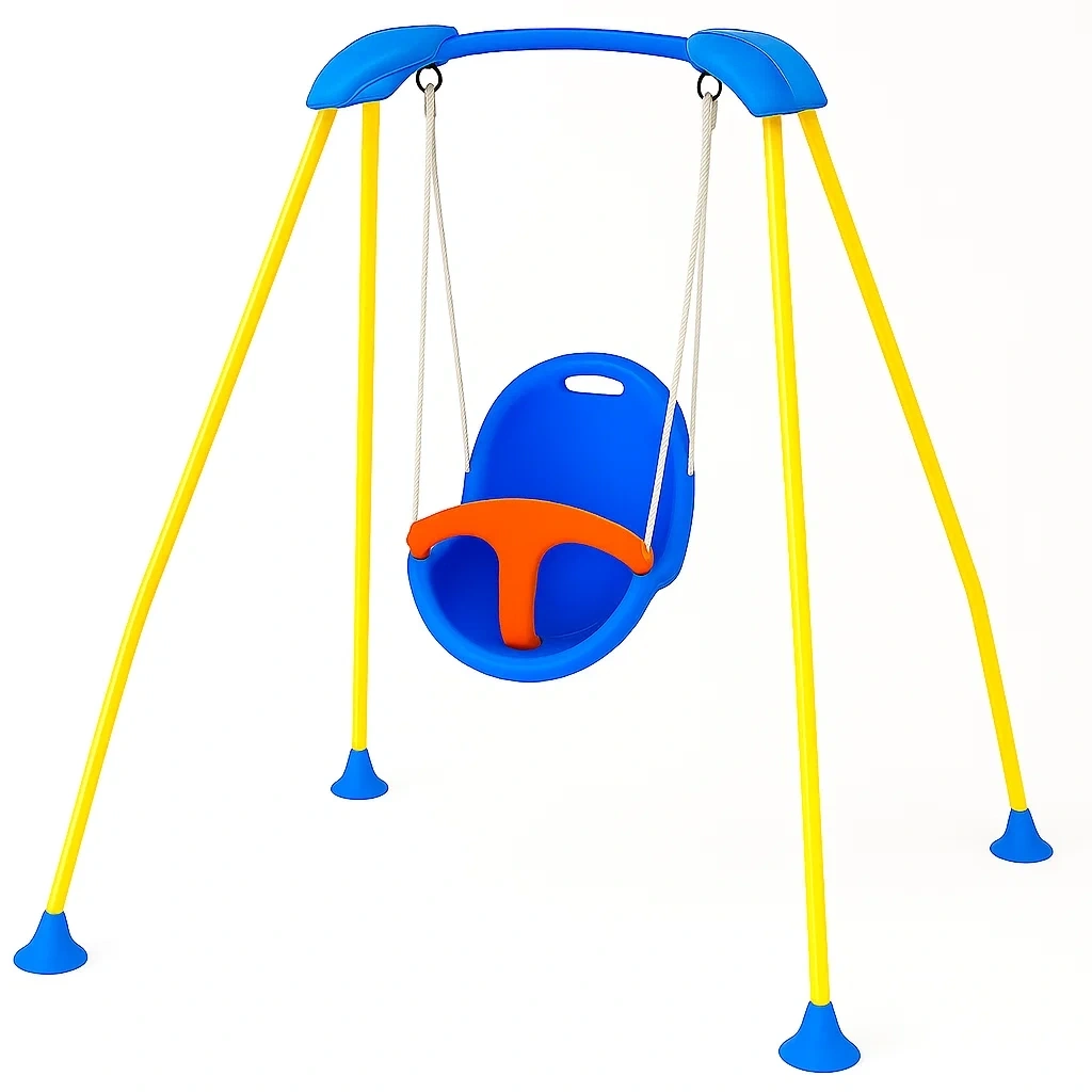 Columpios infantiles 120x140x150 cm azul/amarillo/naranja plástico/metal - YzgXvGVh34TP