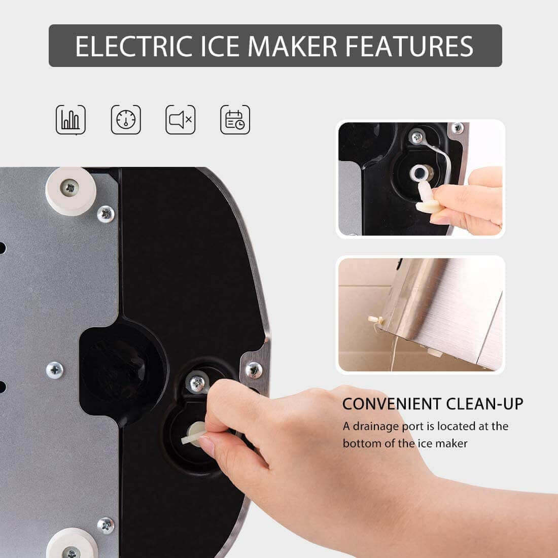 2025 Máquina Automática de Hielo en Forma de Bala de Acero Inoxidable – Producción de 26 lbs/día