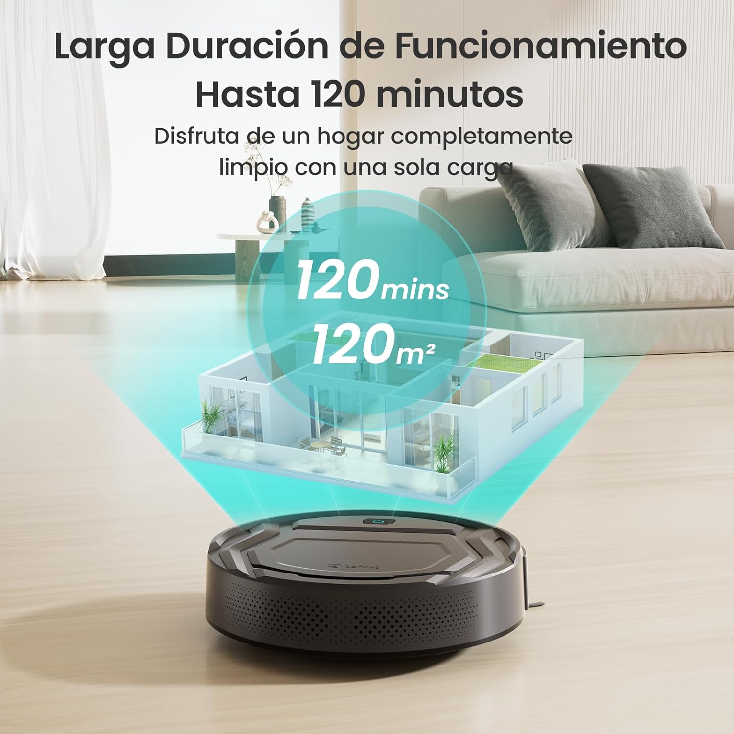 Robot Aspirador LEFANT M210 Pro 2200Pa, 120 Minutos de Autonomía, WiFi/App/Alexa, Sensor Mejorado Anti-Colisión y Anti-Caída, Navegación Inteligente, Delgado y Silencioso, 6 Modos de Limpieza