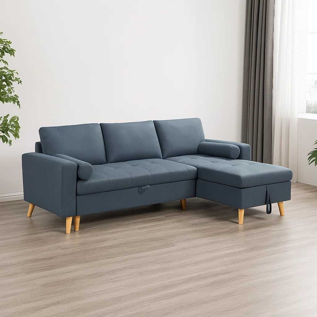 Sofá escandinavo 4 plazas gris poliéster y microfibra interior 225×146×88 cm - 8VhttcxyGOSi