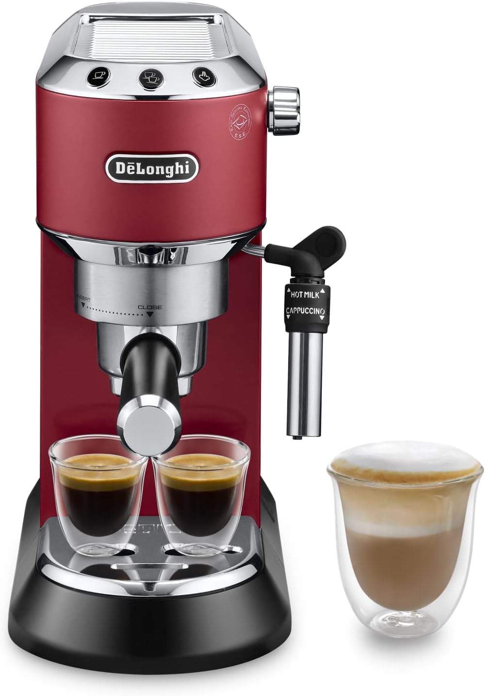 De'Longhi Dedica – Cafetera de Bomba de Acero Inoxidable para Café Molido o Monodosis, Espresso y Capuchino, Depósito de 1.3 Litros, Sistema Antigoteo, Modelo EC685.M, Color Metal