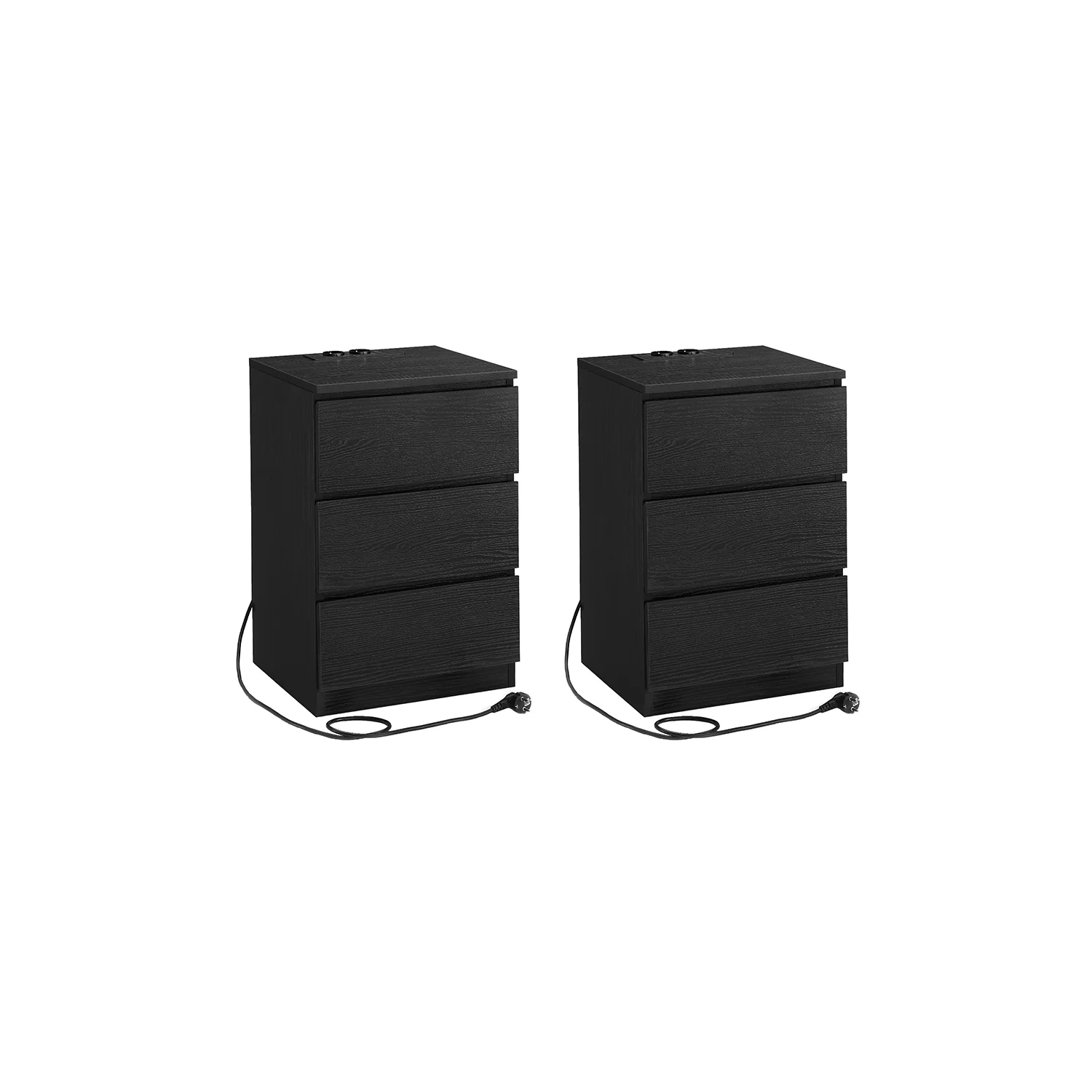 Mesita de Noche con Estación de Carga con Cajones Puertos USB