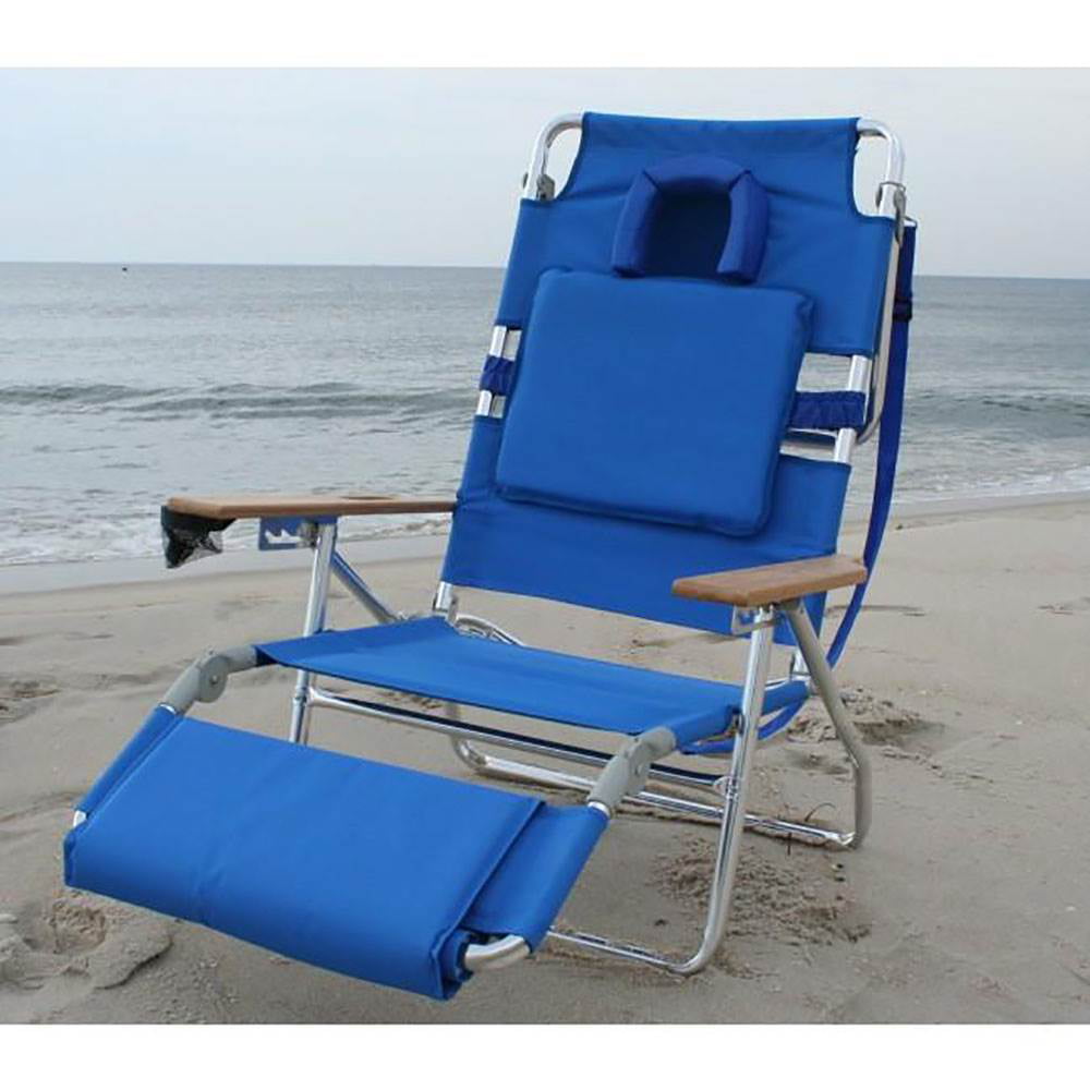 2025 Silla de Playa Ostrich Deluxe Padded 3-N-1 Reclining Lounge, Azul (Paquete de 4)