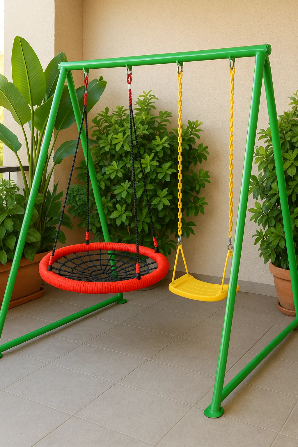 Columpio infantil doble multicolor de acero, uso en exteriores, aprox. 215 X 160 x 190 cm DRRVKZDj89Nv