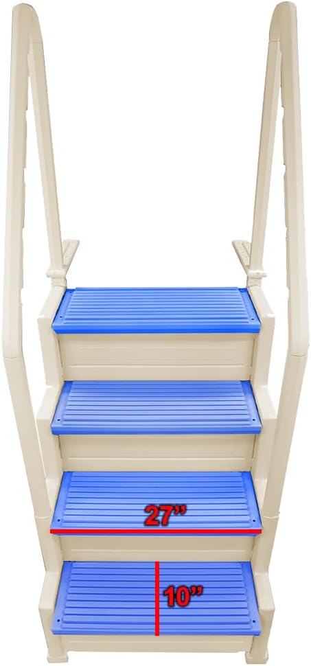 Escalones antideslizantes Aqua Select para piscinas elevadas | Azul | Para piscinas sobre tierra | Se pueden montar en terrazas de 48