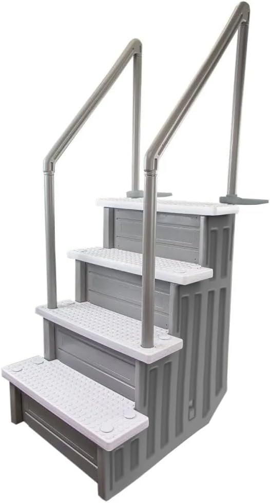 Escalones antideslizantes Aqua Select para piscinas elevadas | Azul | Para piscinas sobre tierra | Se pueden montar en terrazas de 48