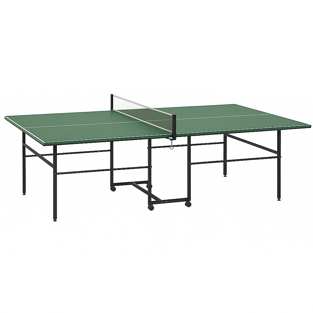Mesa de ping pong verde con estructura metálica negra para interior y exterior 274x152.5x76 cm